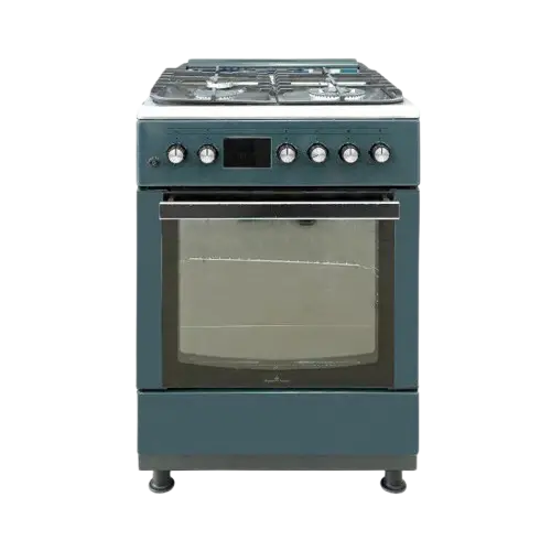 Cuisinière à Gaz Semi prof -  Super Flame -  60x60  -  SFKI-6042GBZA - 04foyers -  full inox -  full option  - fan/auto off flame   – Four à Gaz  – Gris Foncé – 06 Mois de Garantie