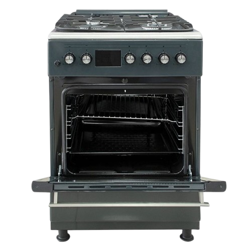 Cuisinière à Gaz Semi prof -  Super Flame -  60x60  -  SFKI-6042GBZA - 04foyers -  full inox -  full option  - fan/auto off flame   – Four à Gaz  – Gris Foncé – 06 Mois de Garantie