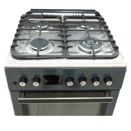 Cuisinière à Gaz Semi prof -  Super Flame -  60x60  -  SFKI-6042GBZA - 04foyers -  full inox -  full option  - fan/auto off flame   – Four à Gaz  – Gris Foncé – 06 Mois de Garantie