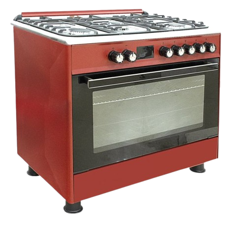 CUISINIÈRE -  SUPER FLAME - SFKI-9502GBZX – 5 Foyers – 60 × 90 cm – Grand Four à Gaz – Allumage Automatique – Bordeaux – 06 Mois de Garantie