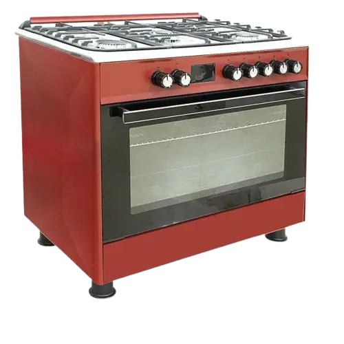 CUISINIÈRE -  SUPER FLAME - SFKI-9502GBZX – 5 Foyers – 60 × 90 cm – Grand Four à Gaz – Allumage Automatique – Bordeaux – 06 Mois de Garantie
