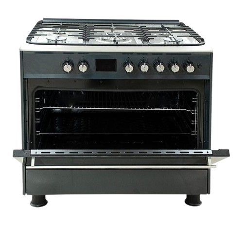 Cuisinière à Gaz -  SUPER FLAME -  SFKI-9502GBZA – 5 Feux – 60 x 90 cm – Grand Four – Panneau de Commande Numérique – Gris Foncé – 06 Mois de Garantie