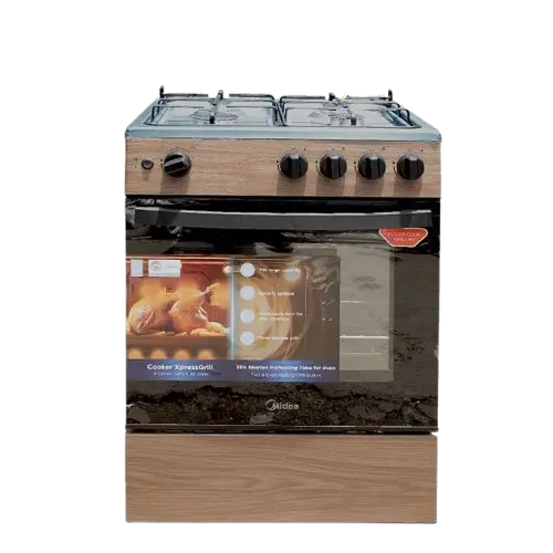 Cuisinière Full Option -  Grill  - Midea + Four IN619 – Cuisinière à Gaz – Four Intégré – Grill – 06 Mois de Garantie