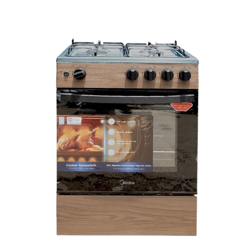 Cuisinière Full Option -  Grill  - Midea + Four IN619 – Cuisinière à Gaz – Four Intégré – Grill – 06 Mois de Garantie