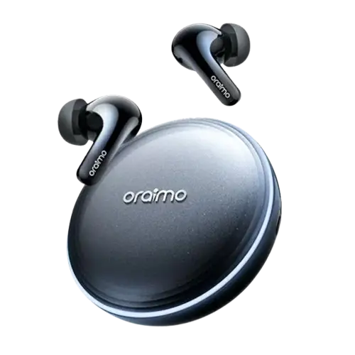 Écouteurs sans fil Oraimo  - SpaceBuds 2 – Bluetooth 6.0 – Réduction de bruit active hybride ANC jusqu’à 52 dB  – Traduction IA et assistant vocal – Jusqu’à 45 h d’autonomie avec le boîtier – Connexion double appareil  – Garantie 12 mois