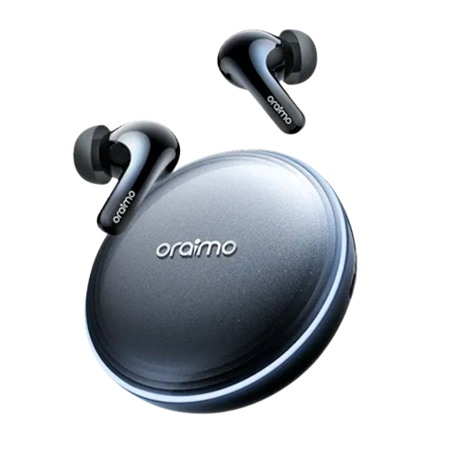 Écouteurs sans fil Oraimo  - SpaceBuds 2 – Bluetooth 6.0 – Réduction de bruit active hybride ANC jusqu’à 52 dB  – Traduction IA et assistant vocal – Jusqu’à 45 h d’autonomie avec le boîtier – Connexion double appareil  – Garantie 12 mois