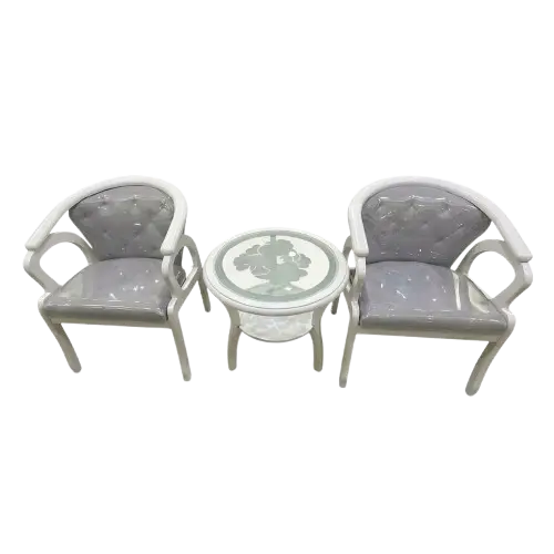Ensemble Petite Table à Manger Ronde - HB2510035   2 chaises -  couleur grise