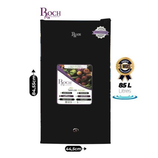 Réfrigérateur de bureau / chambre - ROCH  - 85 Litres – RFR‑120S‑M – Porte réversible – Compartiment congélateur – Noir – Garantie 6 mois