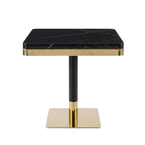 Table de cafétéria carrée noire - HB2510154 - format 70 x 70 cm indicatif - hauteur environ 75 cm indicative - style sobre - pour café, restaurant, bureau et repas - mobilier intérieur - aménagement maison
