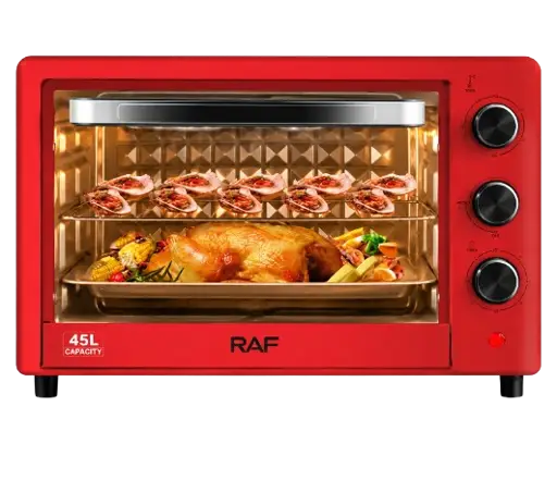 Four Électrique - RAF - R-5306 – Four De Cuisson - 24 Litres - 1200 Watts -Accessoires Inclus - Rouge - 06 Mois de Garantie