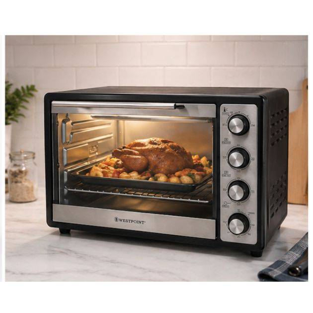 Four Électrique - WESTPOINT -  45L – WOY-4517.5R – Grill & Rôtisserie – 1500W – Thermostat 250°C – Noir & Inox – 03 Mois de garantie
