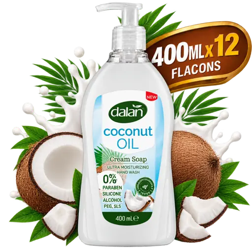 Gel de Douche Crème  - Dalan – Nourrissant à l’Huile de Coco – Flacon 400 ml x 12 