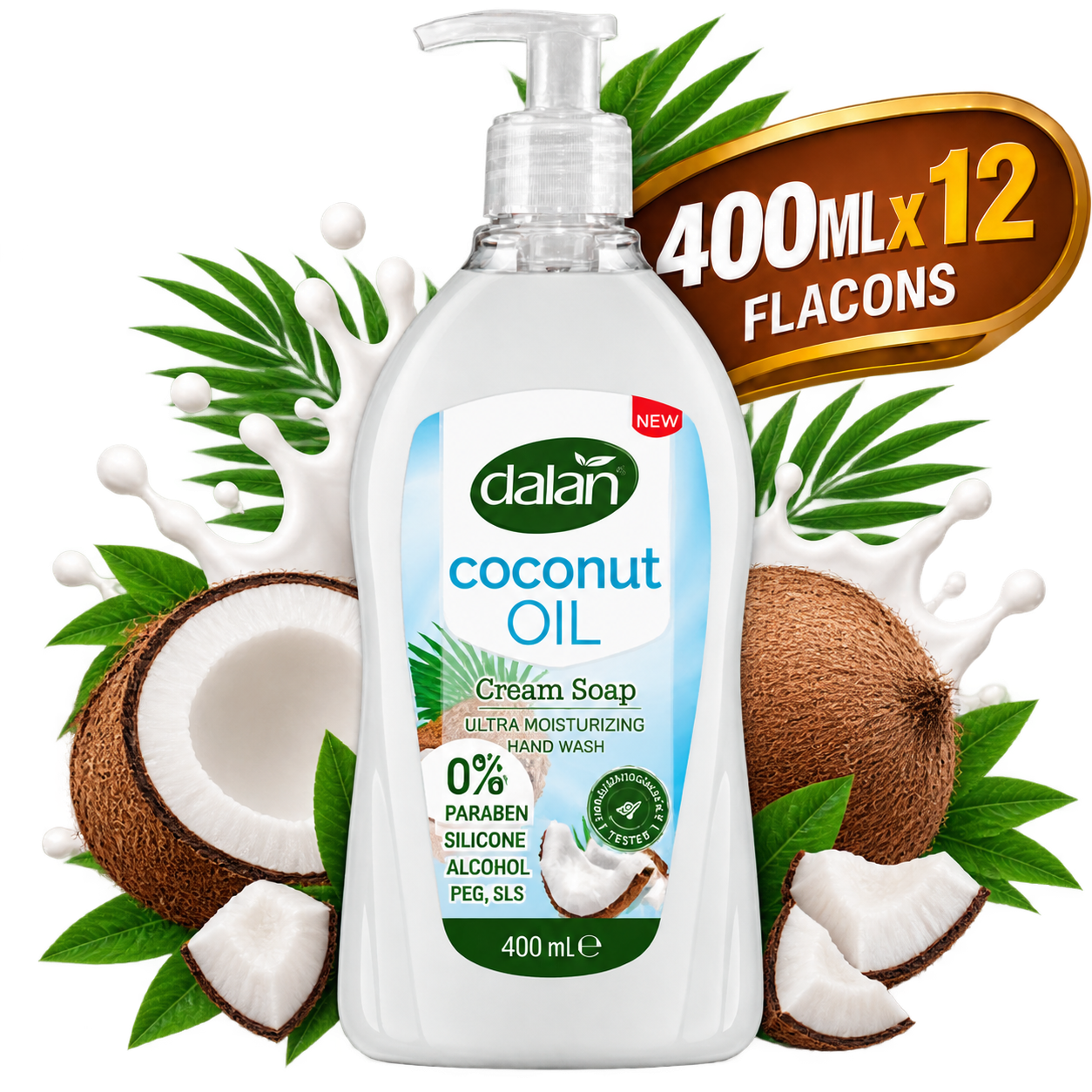 Gel de Douche Crème  - Dalan – Nourrissant à l’Huile de Coco – Flacon 400 ml x 12 