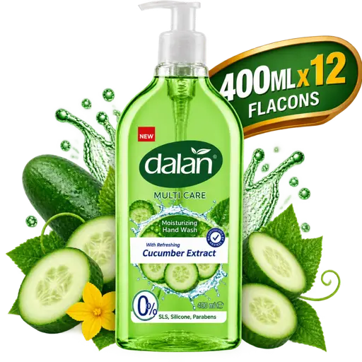 Gel lavant pour les Mains – Dalan - Hydratant au Concombre – Flacon de 400 ml x 12