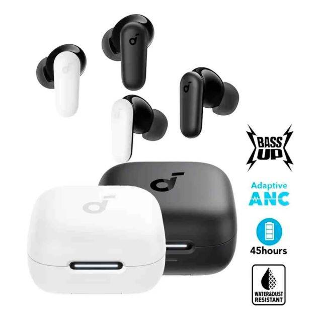 Écouteurs Sans Fil  - Soundcore  By Anker R50I NC – Bluetooth 5.4 – Réduction Active Du Bruit 42 dB – 45 Heures D'autonomie – IP54 – Blanc/Noir – Garantie 06 Mois