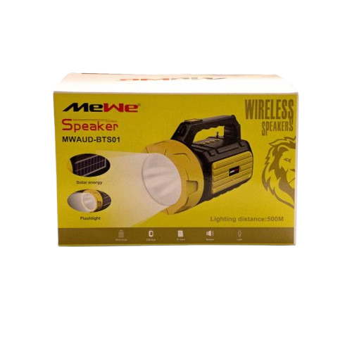 Haut-Parleur Bluetooth Rechargeable - Mewe - MWAUD-BTS01  Avec Charge Solaire Et Lampe De Poche - Garantie 03 Mois