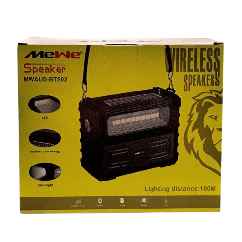 Haut-Parleur Bluetooth Rechargeable - Mewe - MWAUD-BTS02Y-   Avec Charge Solaire Et Lampe De Poche - Garantie 12 Mois