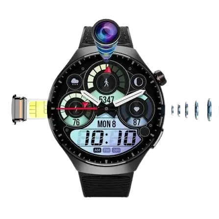 Montre Connectée - Porodo  - Vista -  4G Cellulaire Et Appel Vidéo – Noire – Android 8.1 – GPS – 2GB RAM + 16GB – 06 Mois De Garantie