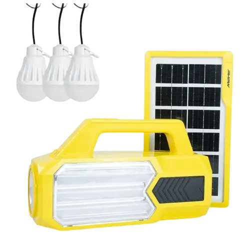 Kit Solaire Portable Avec 3 Ampoules - Mewe -  MWSLK-SV13Y  - Led Et Panneau Solaire 4 W - Garantie 03 Mois