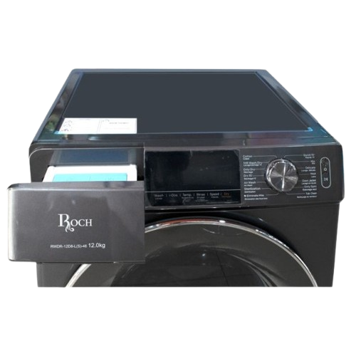 Machine à Laver et Sèche-linge 12KG/8KG  - Roch – Automatique Frontal – Moteur Inverter A+++ – Noir Graphite – 06 Mois de Garantie
