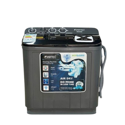 Machine à Laver Semi-Automatique - FIABTEC FTSAG-556 –  7KG / 5KG Essorage – Double Cuve – Gris – 06 Mois de Garantie