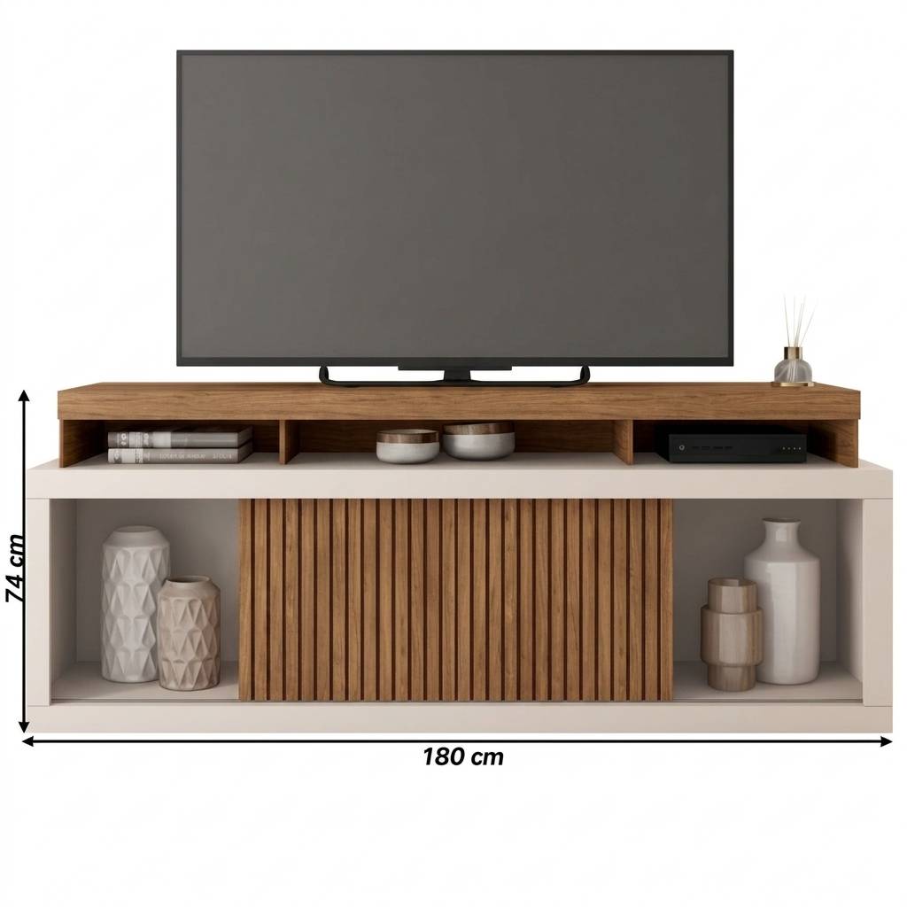 Meuble Tv 70 pouces  - Aegon  - 8002000018-473 - brun givré - meuble télévision pour salon avec 3 étagères -  niches et comptoir  - roulettes incluses - bois d’ingénierie peint 