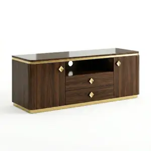 Meuble TV -  1,8 mètres -  HB2510125  - moderne marron et doré salon