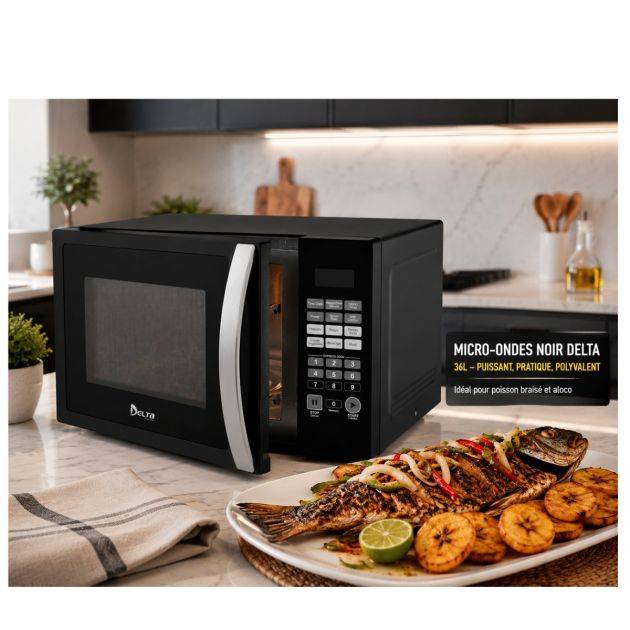 MICRO-ONDES GRILL DELTA DL-MWO-3625GM – 36L – 1000W – Écran Digital – Sécurité Enfant – Noir – Garantie 03 Mois