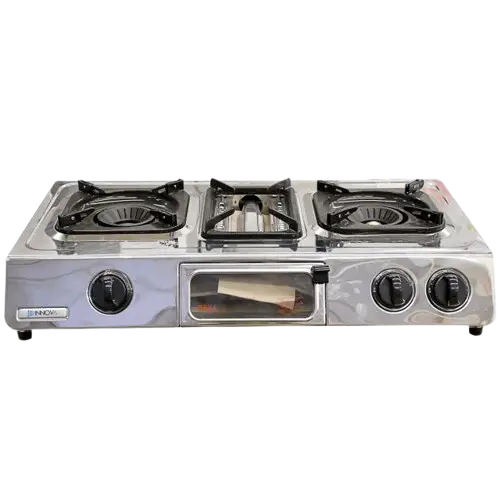 Plaque à gaz automatique - Innova - IN87 - 2 feux + compartiment pour le Grill - Gris – 03 Mois de Garantie