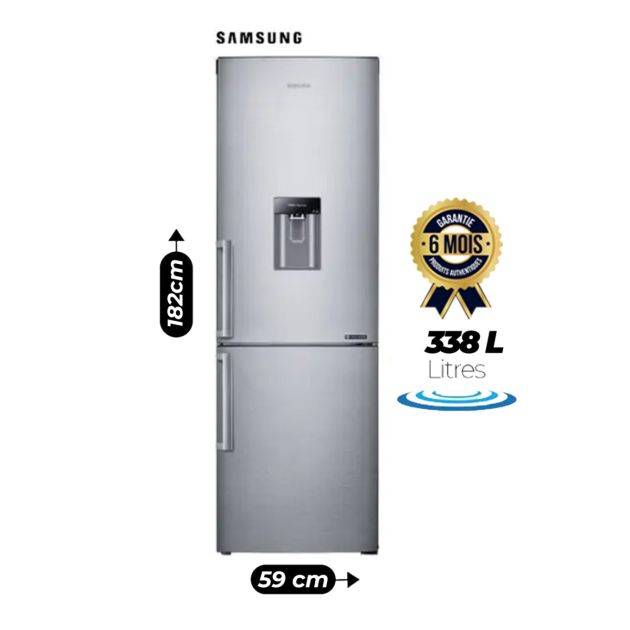 Réfrigérateur - SAMSUNG -  DOUBLE DOOR, BOTTOM FREEZER WITH WATER DISPENSER, 320 LITRES, SILVER –  RB33J3700SA - 12 Mois de garantie