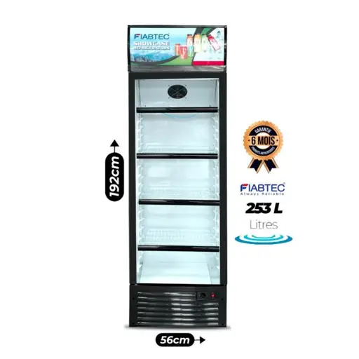 Réfrigérateur vitré à boissons - FIABTEC - FTDFQ-253L - 253 Litres - 1 Porte - Economie d'énergie - Bleu/noir – Garantie 06 mois
