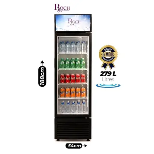 Réfrigérateur  vitrine - ROCH- RSF-350-O – 279 Litres – Porte vitrée anti-buée – Éclairage LED – 06 mois de garantie