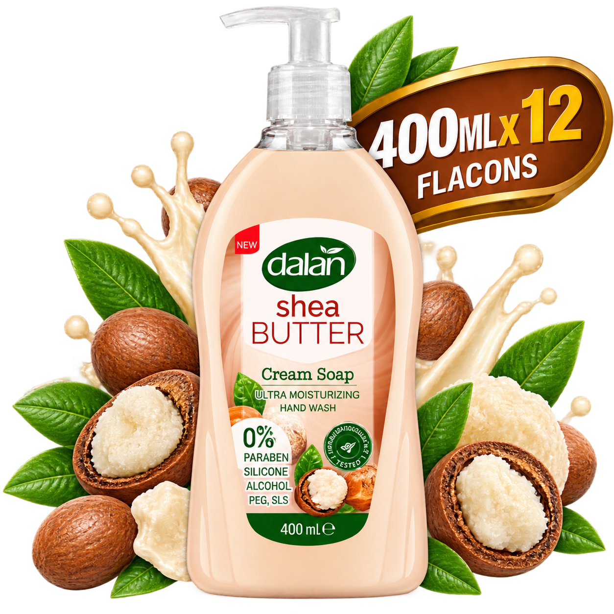 Gel de Douche  Crème - Dalan - Nourrissant au Beurre de Karité –  Flacon de 400 ml x 12