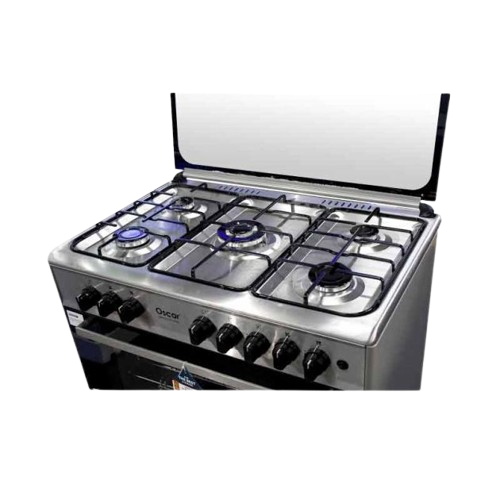 CUISINIERE A GAZ 5 FEUX OSCAR (PORTE BOUT) "LUXE" INOX - NOIR - 36 OSC-90-BLUX 