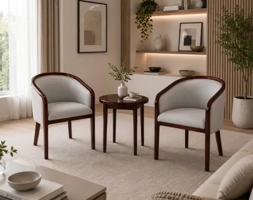 Ensemble Petite Table à Manger  HB2510037 - Ronde et 2 Chaises Grises