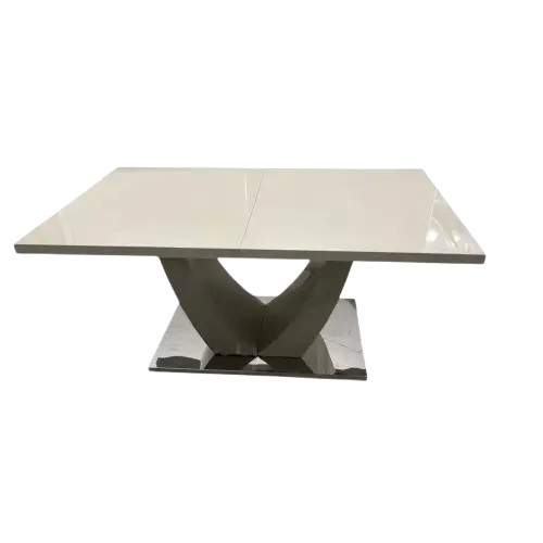 Table de salle à manger extensible -   RU251203  - Beige et blanche - Facile à entretenir et extrêmement durable