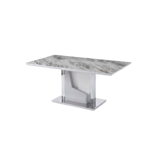 Table de salle à manger 6 places 1,7 m -  RU251202 - avec dessus effet en marbre