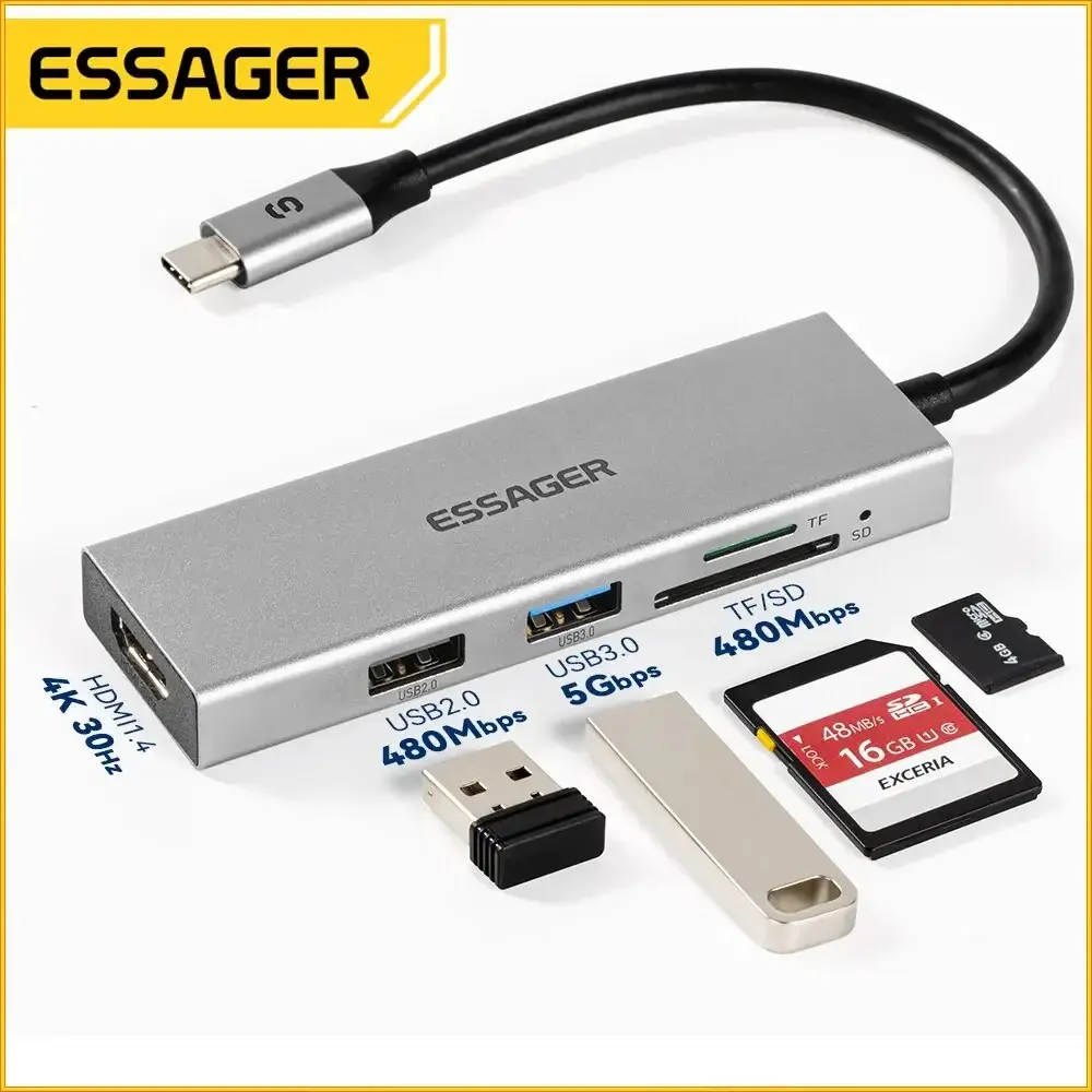 Le Hub USB-C -  Essager  -5 En 1 Pour Une Productivité Sans Limite - CO5 - 03 Mois de Garantie