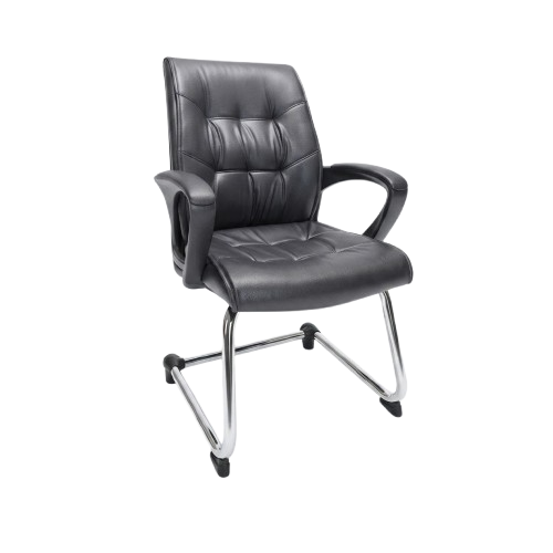 Chaise visiteur en Cuir  - Noir  - CV-D246A01 - Confort et élegance - Recevez vos invités de la meilleure façon