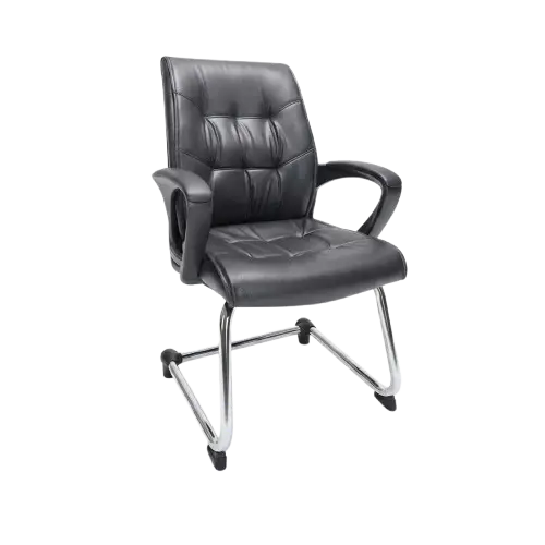 Chaise visiteur en Cuir  - Noir  - CV-D246A01 - Confort et élegance - Recevez vos invités de la meilleure façon