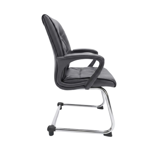 Chaise visiteur en Cuir  - Noir  - CV-D246A01 - Confort et élegance - Recevez vos invités de la meilleure façon