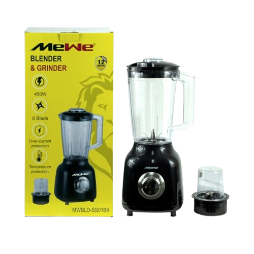 Blender / Mixeur Mewe MWBLD-SS01R - 1,5 L - 450 W - 6 Lames En Acier - 2 Bols - Garantie 03 Mois