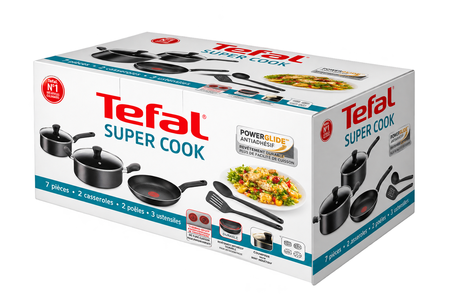 Set de cuisson antiadhésif Tefal Super Cook – 7 pièces / 12 pièces – 03 mois de garantie