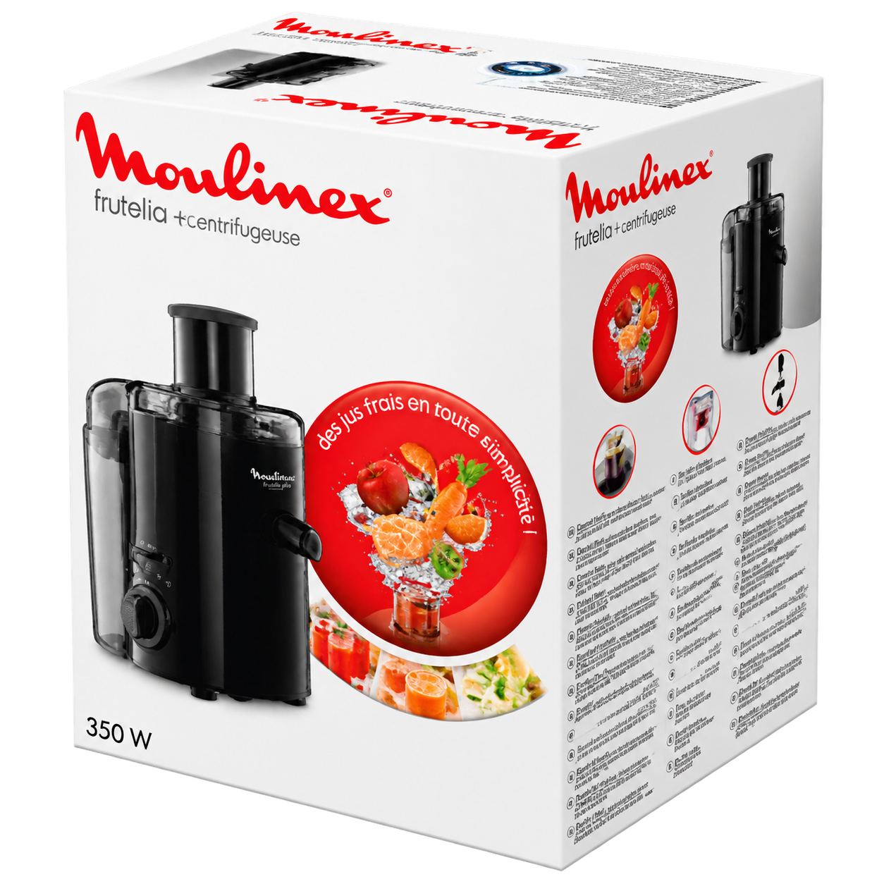 Centrifugeuse Moulinex JU370810 Frutelia Plus – 350 W – Filtre Inox – Noir - 03 mois de garantie