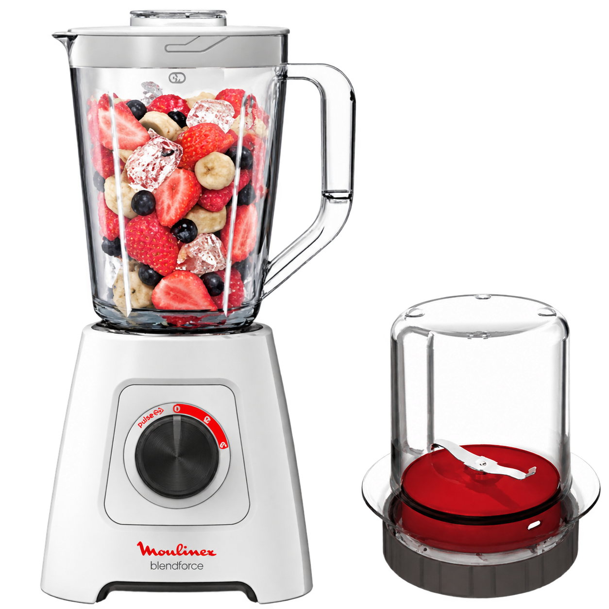  Blender électrique MOULINEX LM422125 Blendforce – 600 W – Bol 2 L – Broyeur sec – Blanc - 03 mois de garantie